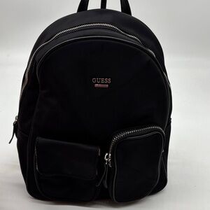 GUESS Black Nylon Backpack with Front Utility Pockets